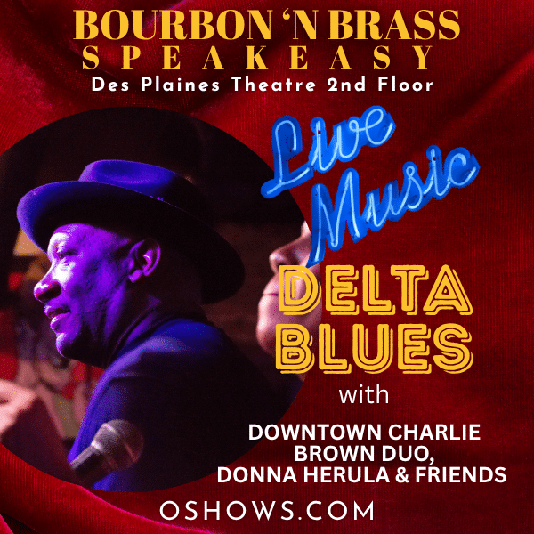 Official artwork for the Downtown Charlie Brown Duo with Donna Herula & Friends Delta blues show.