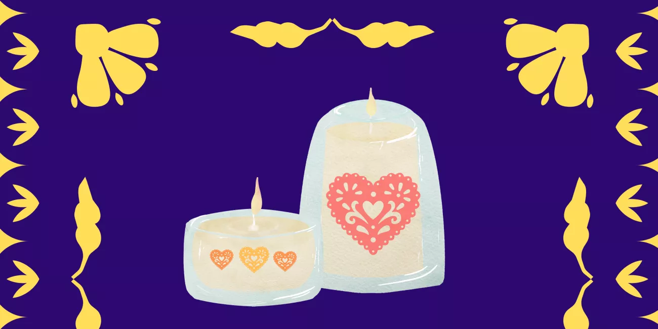 Official museum workshop illustration: decorated candle holders