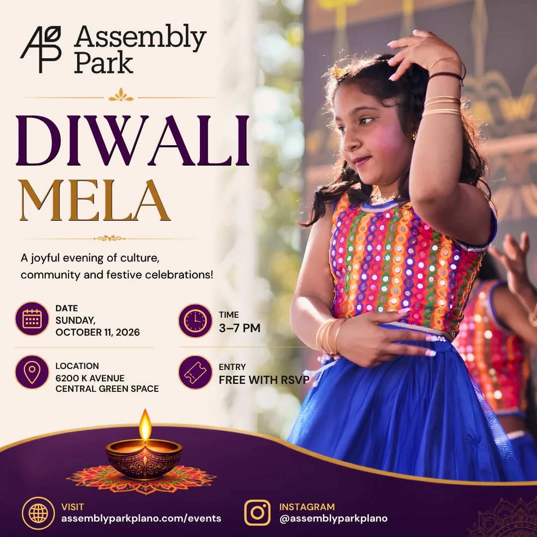 Official Assembly Park Diwali Mela poster for October 11, 2026.