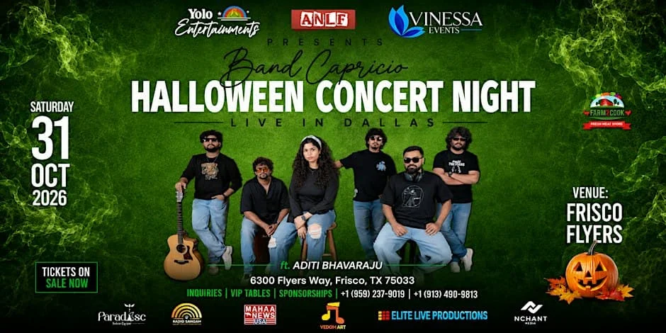 Official Band Capricio Halloween Concert Night poster for October 31, 2026.