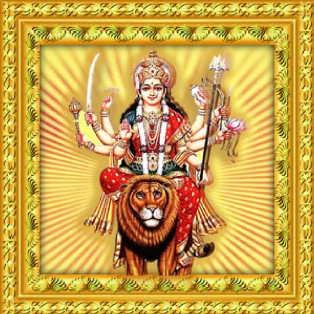 Devi devotional image used by the temple for its Navaratri program.