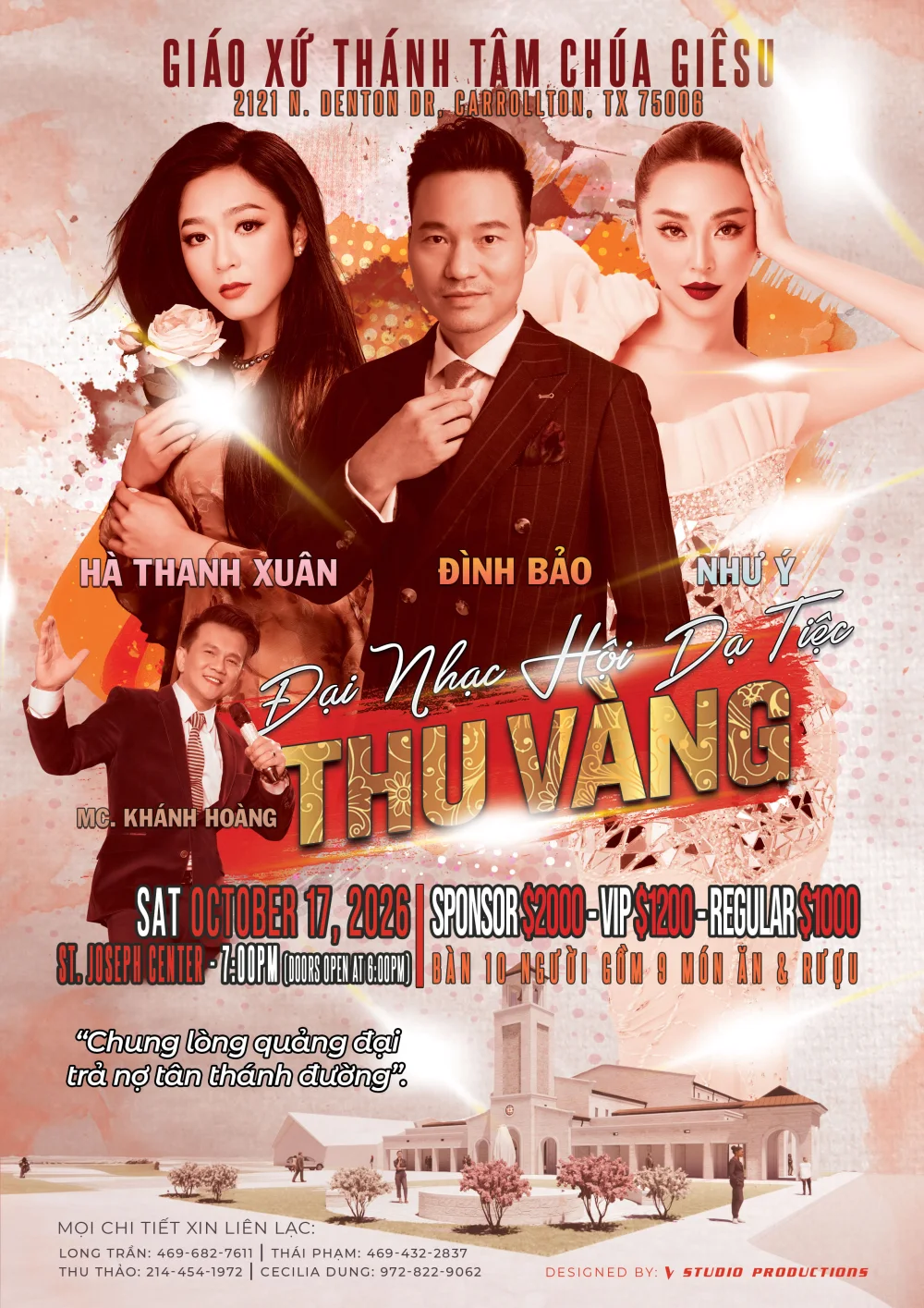 Official Dạ Tiệc Thu Vàng 2026 poster from Sacred Heart of Jesus Parish.