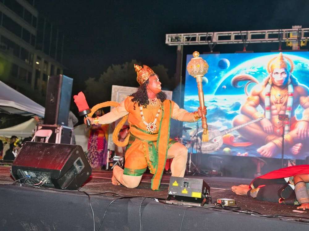 Hanuman performer in the organizer’s photo gallery from a previous Frisco Diwali Mela.