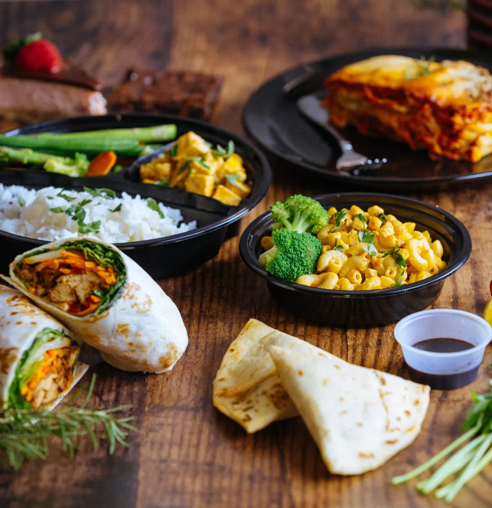 Vegetarian dishes in Kalachandji’s official catering photograph; reference restaurant imagery.