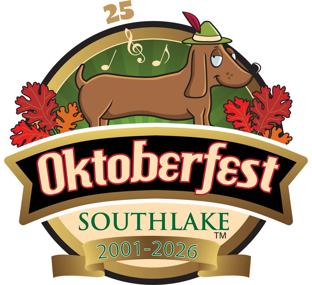 Official Oktoberfest Southlake 25th-anniversary artwork marked 2001–2026.