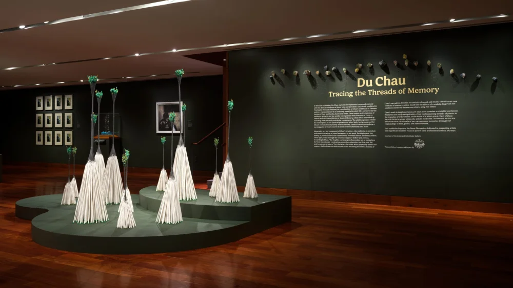 Installation view of Du Chau: Tracing the Threads of Memory. Photo by Kevin Todora, courtesy of UT Dallas.