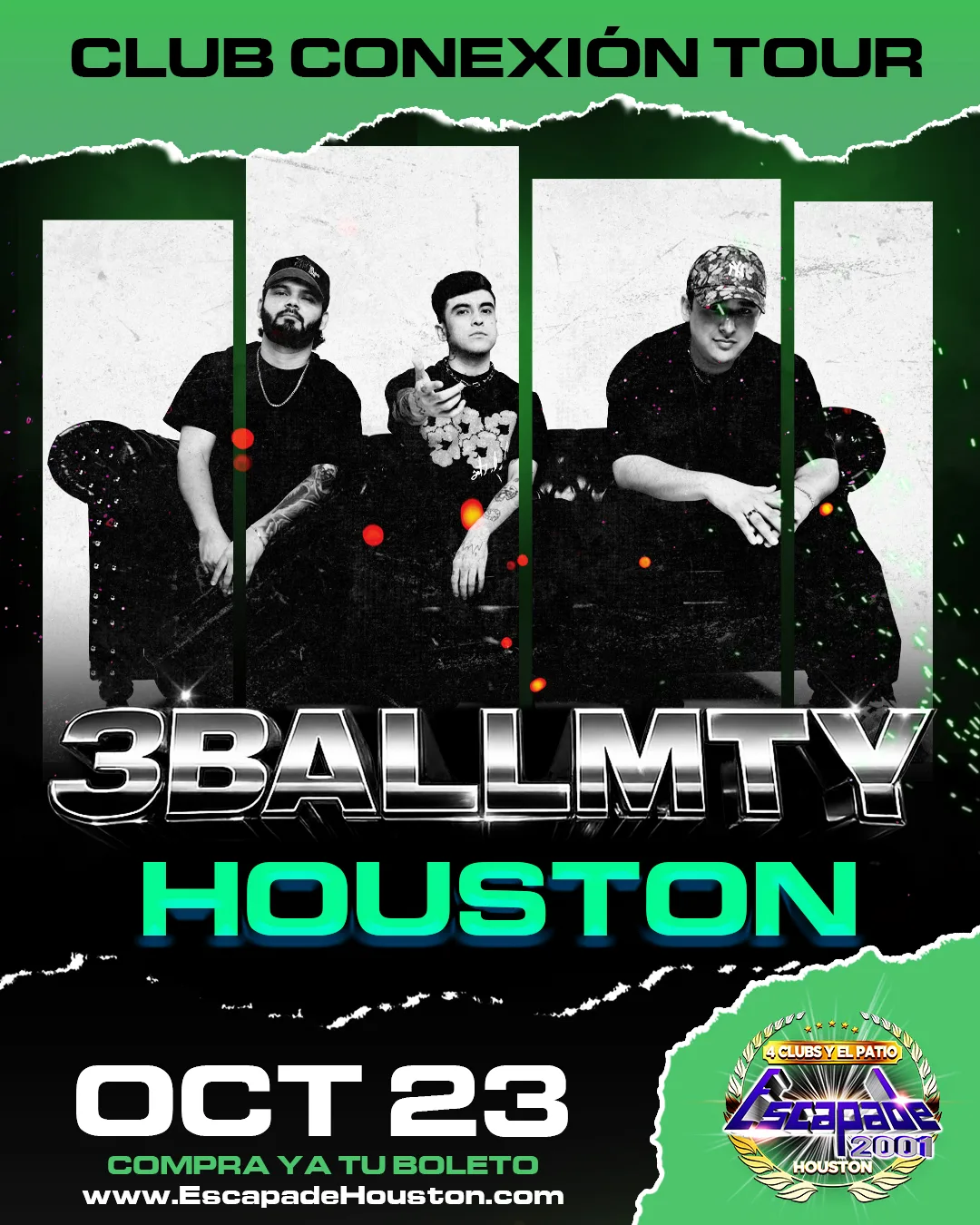 Cartel oficial de 3BallMTY — Club Conexión Tour para el 2026-10-23 en Escapade Houston.