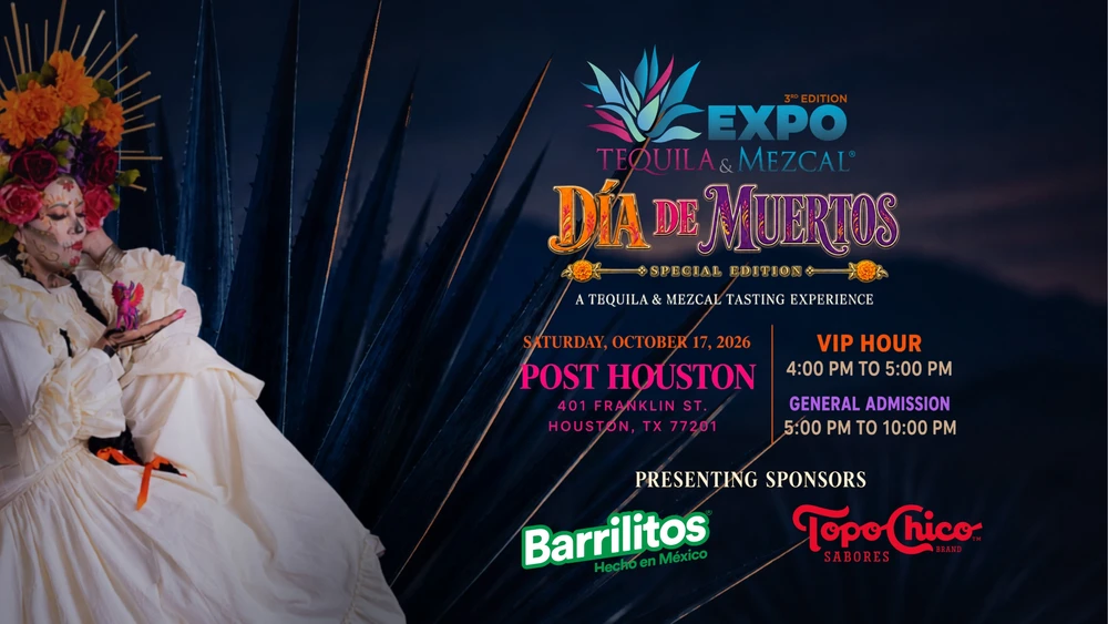 Official Expo Tequila and Mezcal Día de Muertos promotional artwork.