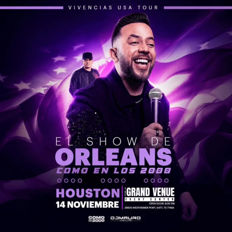 Cartel oficial de Orleans Como en los 2000 para el 14 de noviembre en el área de Houston.