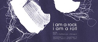 Official I Am A Rock I Am A Roll exhibition banner with abstract artwork and title
