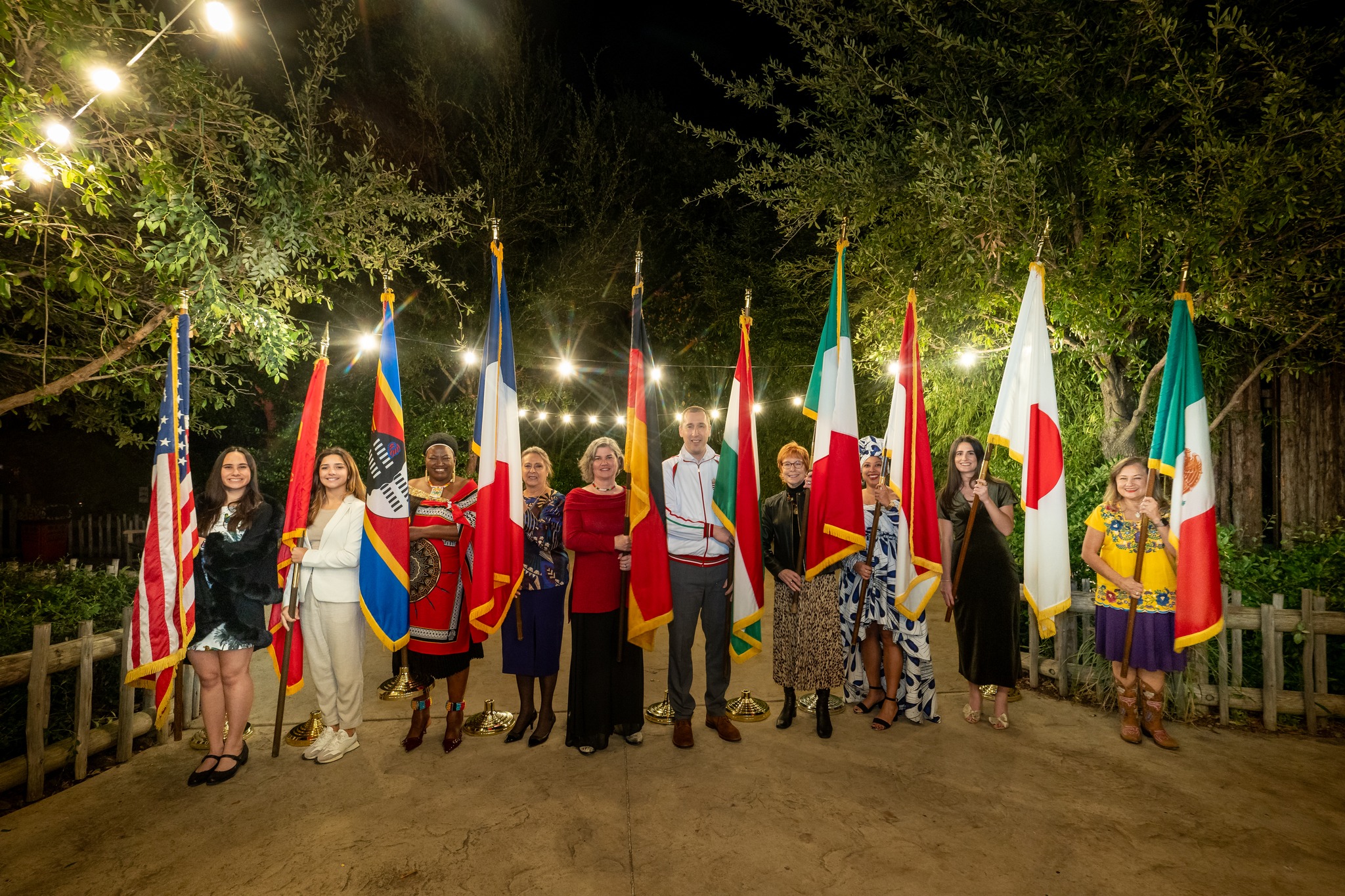 Official Fort Worth Sister Cities artwork showing international flags.