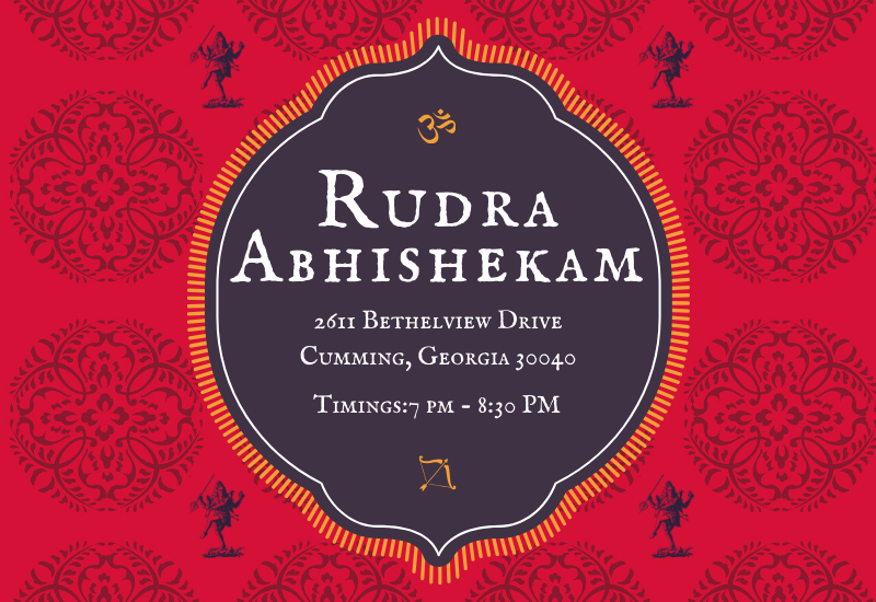 Official temple event artwork for Rudra Abhishekam, as listed on the temple's events page.