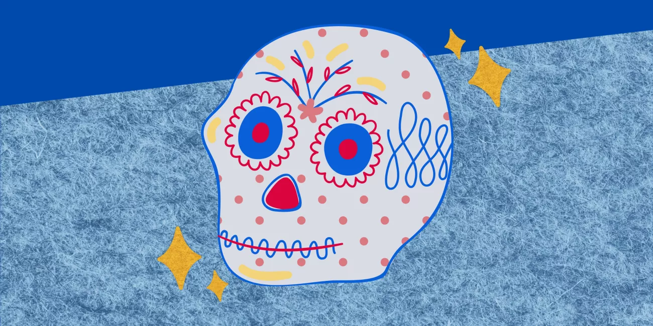 Official museum workshop illustration: felt sugar skull