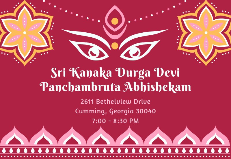 Event artwork listed on the temple website for the Sri Kanaka Durga Devi Panchambruta Abhishekam.