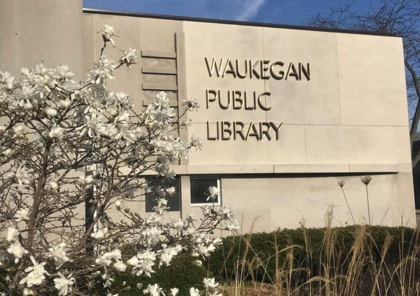Official venue photograph showing the Waukegan Public Library exterior